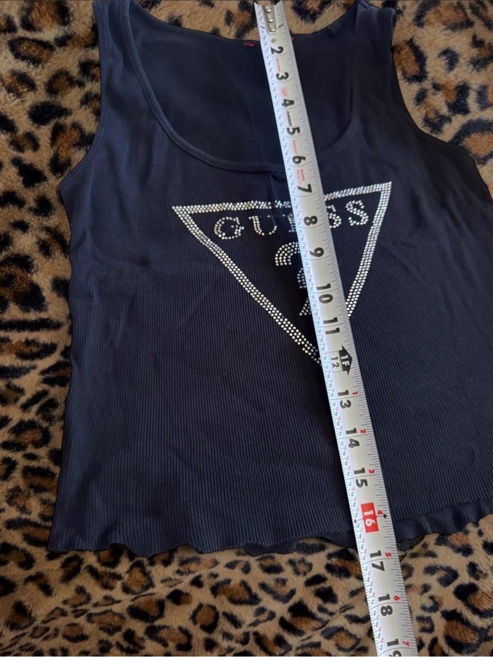 GUESS Black Rhinestone Triangle Logo Tank - Picture 4 of 5